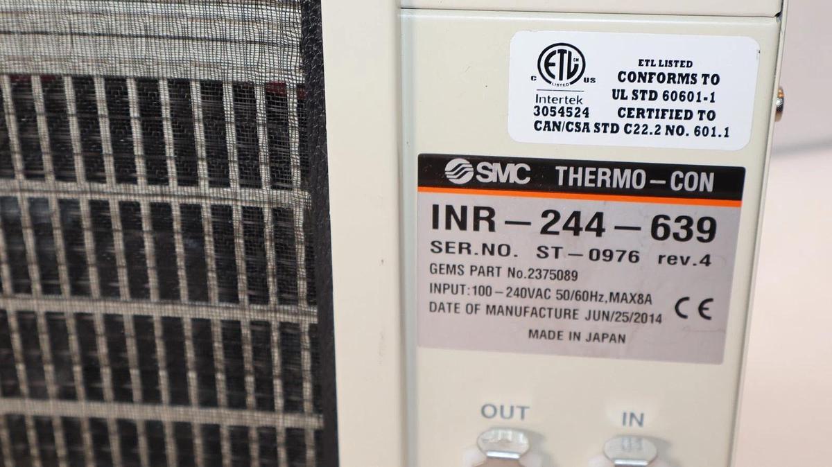Used SMC THERMO-CON Recirculating Temperature Chiller INR-244-639 2375089 100-240v