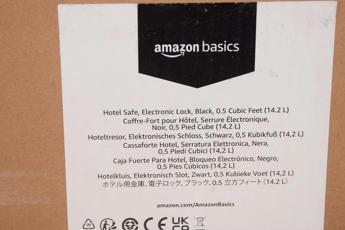 (NEW) AMAZON BASICS 0.5 Cubic Feet Black Electronic Lock Hotel Safe