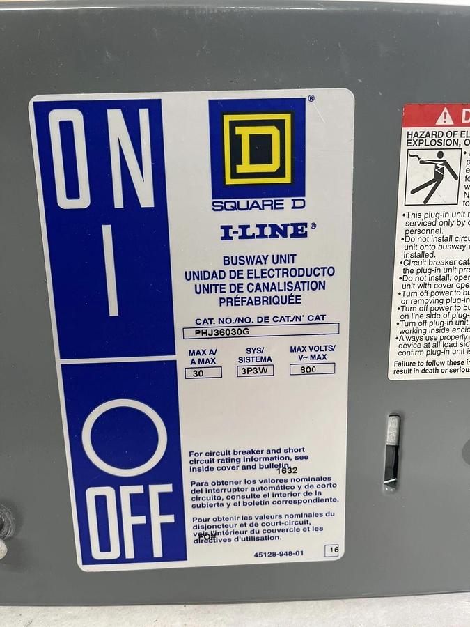 (New) SQUARE D I-LINE BUSWAY, PHJ36030G  30 AMP, 3P/3W, 600 V 30 A, HJP36030 30A