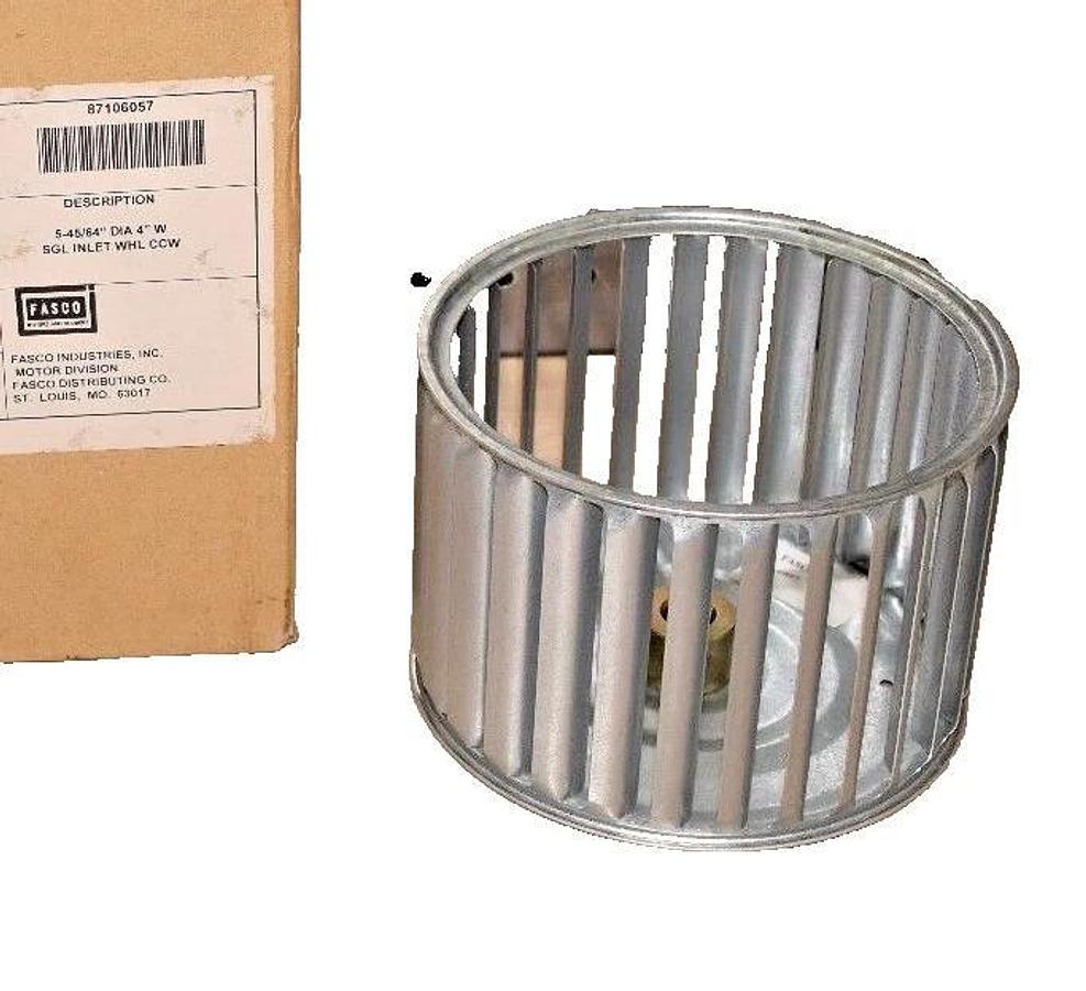 Fasco Galvanized Blower Wheel 1-6057 87106057 5-45/64" Dia 4" W 1/2" Bore (NEW)