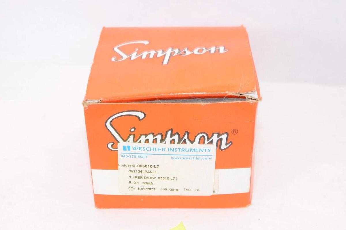 (NEW) WESCHLER INSTRUMENTS 085010-L7 0-2Amps Precipitator Panel Meter