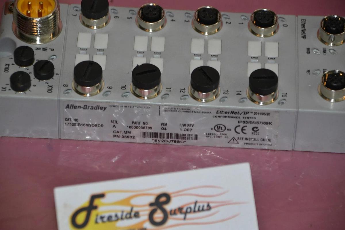 Used ALLEN BRADLEY ETHERNET IP 1732EIB16MSOEDR 10000036789 PN-35932 PN 35932 SER. A