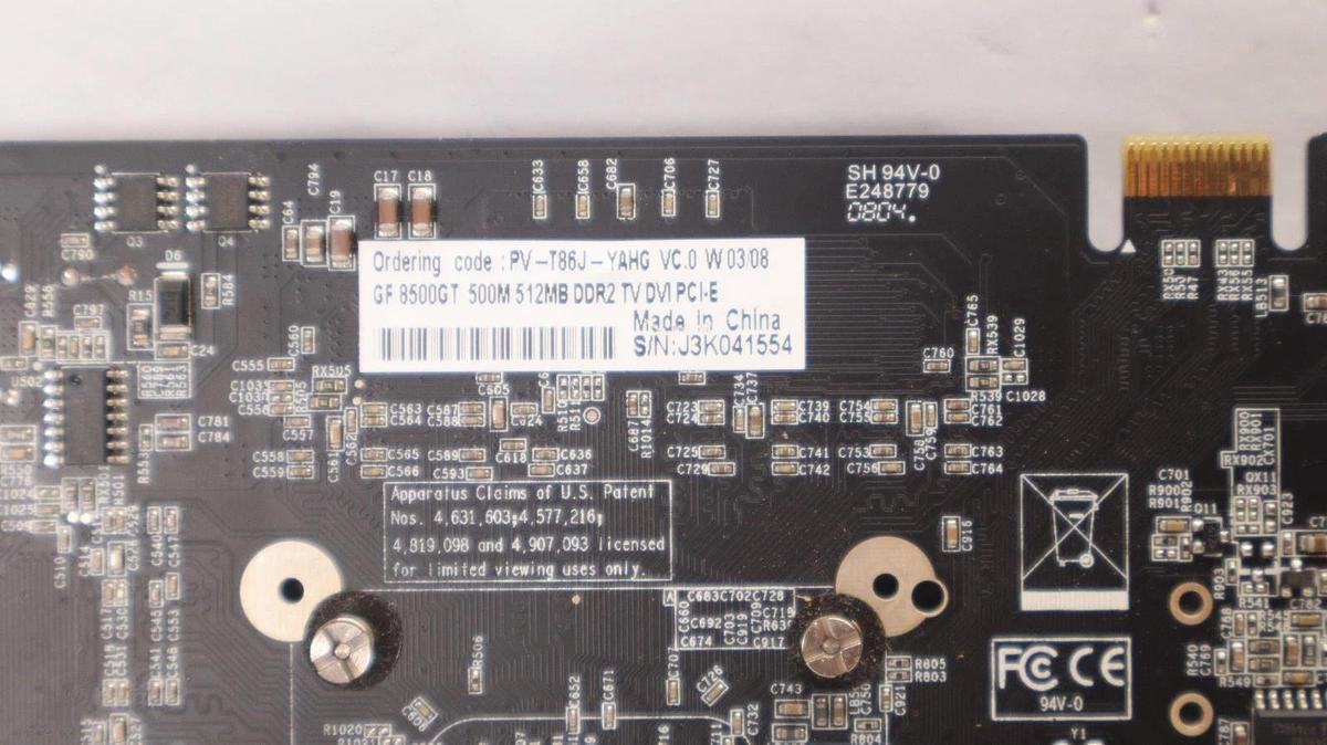 Used NVIDIA XFX GF8500GT 500M 512MB DDR2 VGA DVI GPU PCIe x16 SLI compatible