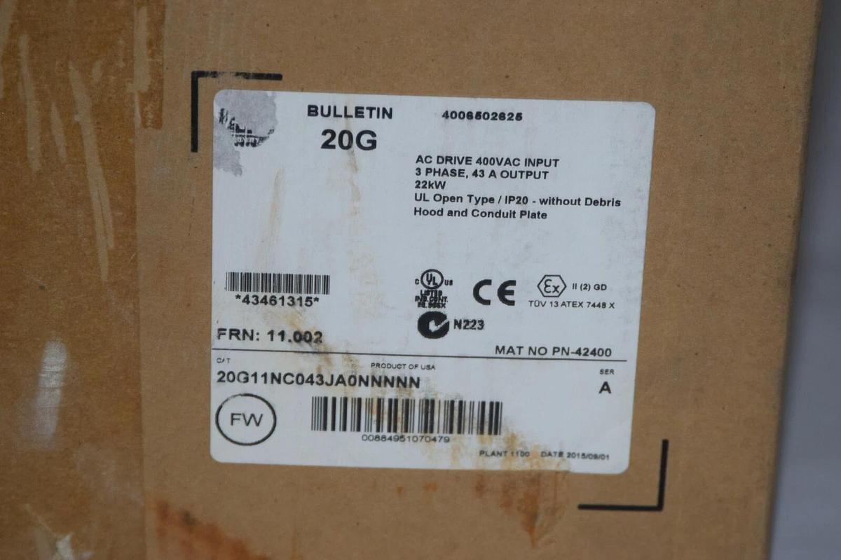 Allen Bradley 20G AC Drive 22kW 20g11nc043ja0nnnnn 400V 30hp