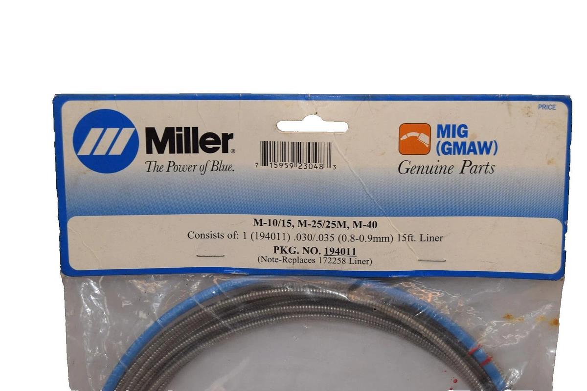 Miller OEM 194011  M-10/M-25/25M, M-40 MIG Gun Liner .030/.035x15Ft 172258 (New)