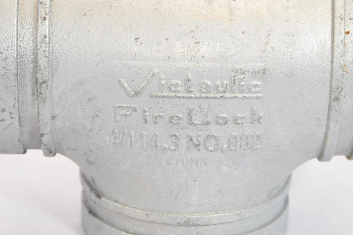 (NEW) VICTAULIC 4/114.3 No. 002 C-E=4.00 IN 4" FireLock Straight Grooved Tee