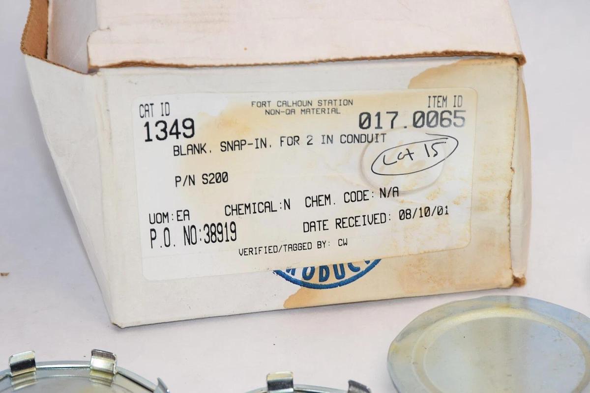 (NEW - Box of 15) APPLETON S-200 2" Steel Snap-In Blanks