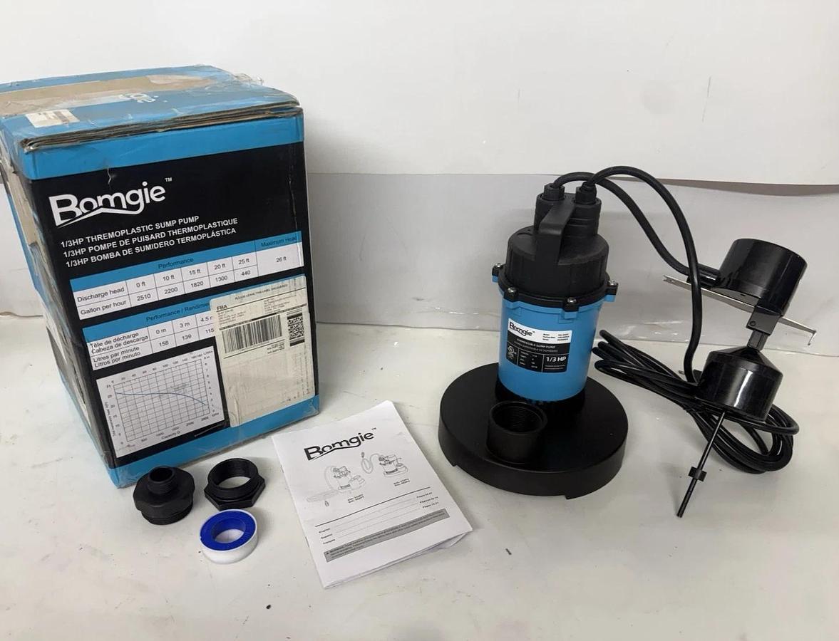 BOMGIE 1/3HP Sump Pump Submersible Vertical Float Switch SUL-332PV 115v 2510gph