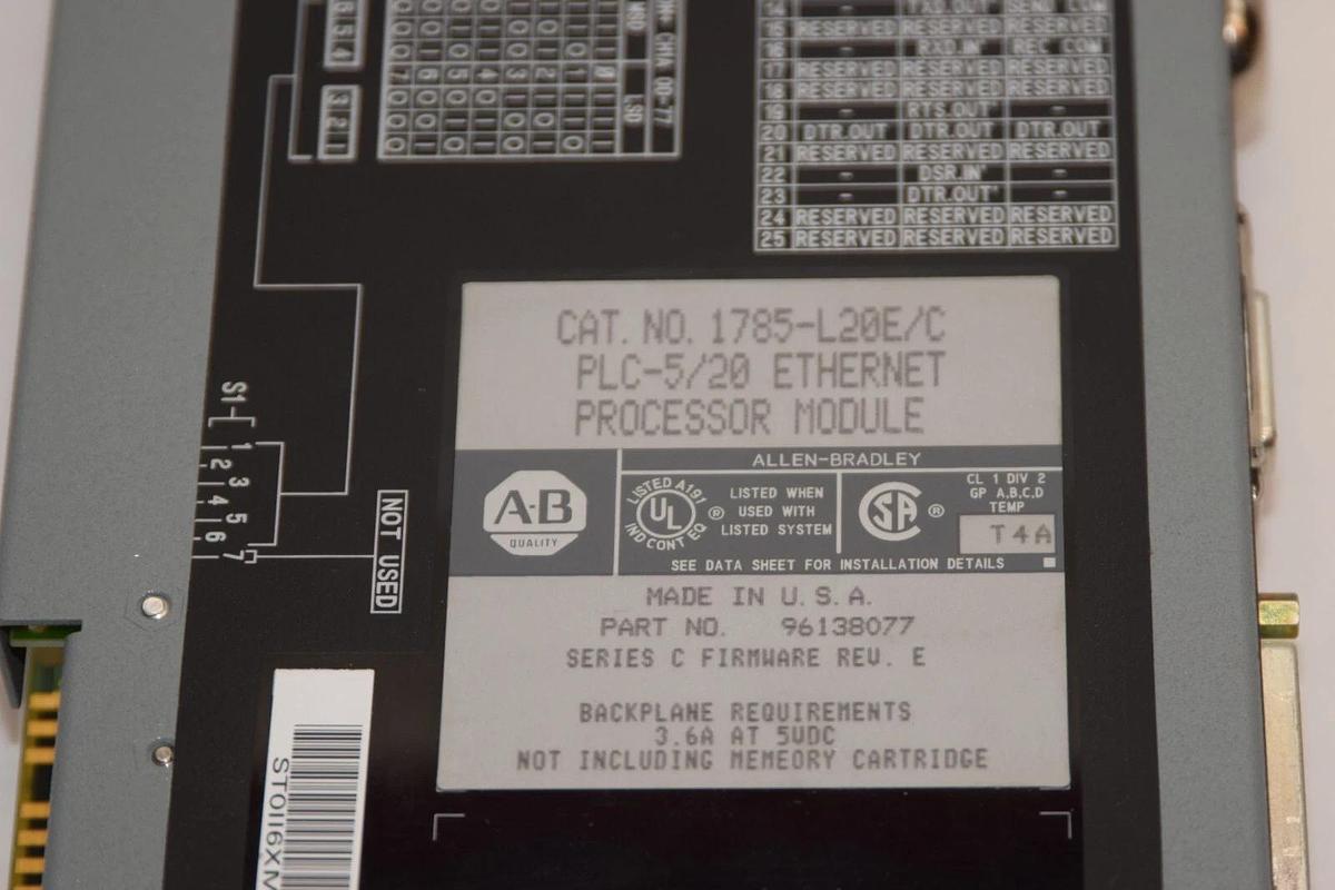 ALLEN BRADLEY 1785-L20E/C PLC-5/20 Ethernet Processor Module Ser C Rev E (NEW)