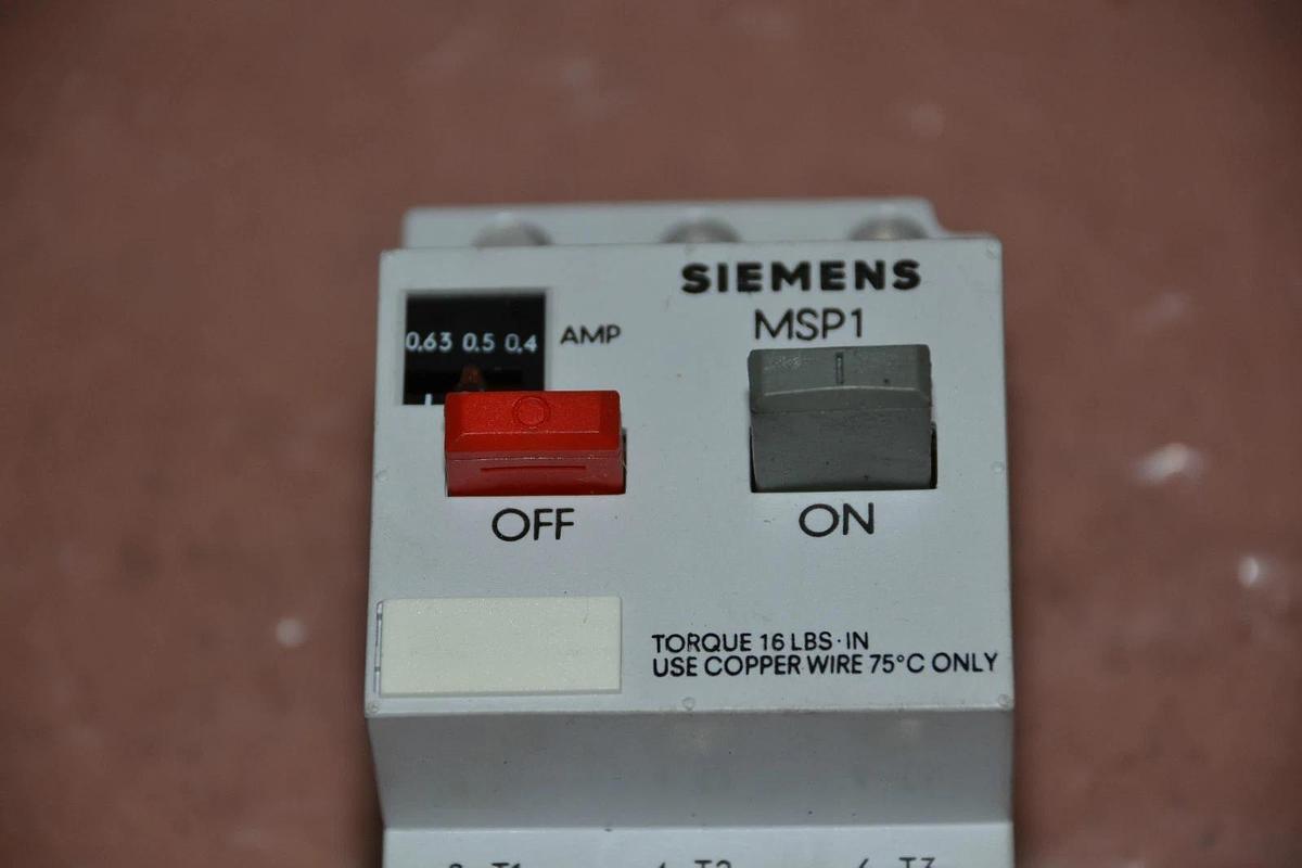 Used SIEMENS STARTER MSP10D 0.4-0.63A 0.4-0.63 A AMPS 600V 600 V MSP10D