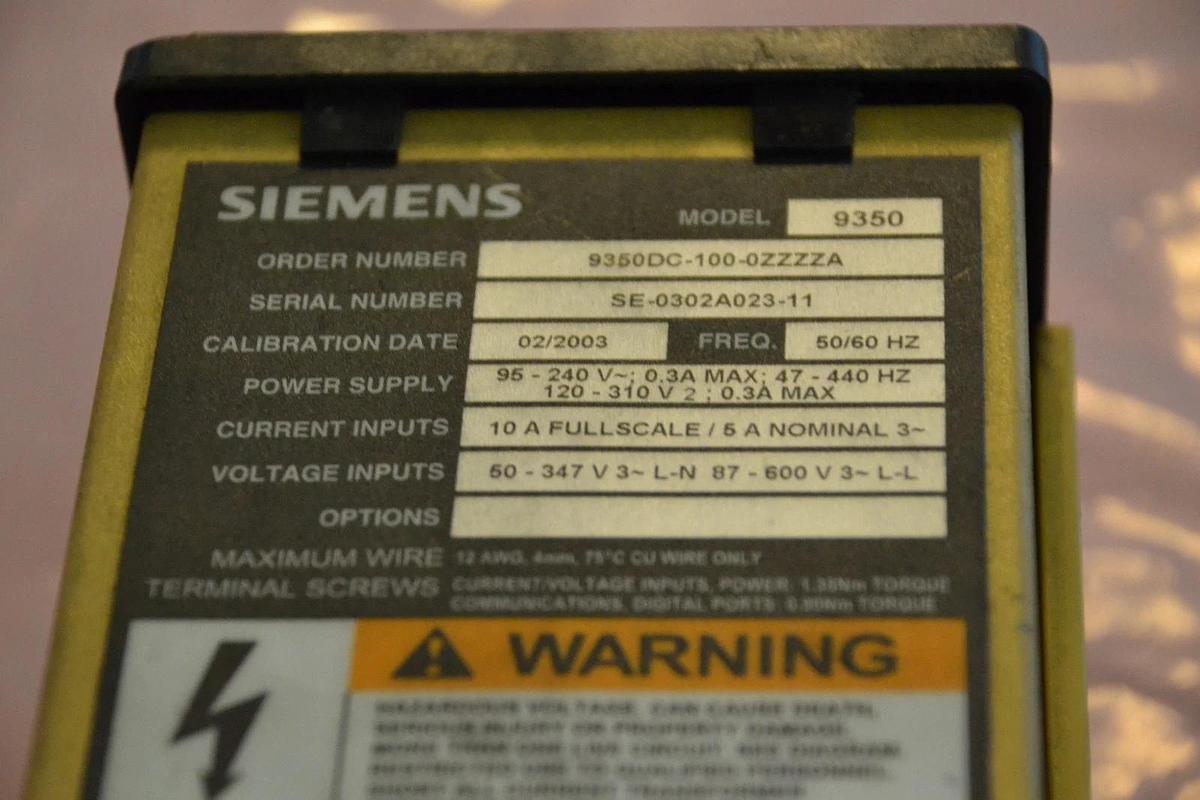 Used Siemens 9350 Power Meter 9350DC-100-0ZZZZA Ion Technology Access Compatible