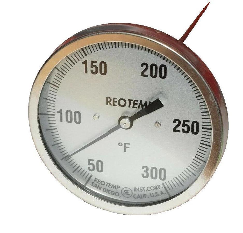REOTEMP Thermometer Gauge 50-300 Degrees F Fahrenheit SS 5" face  12" probe *NEW