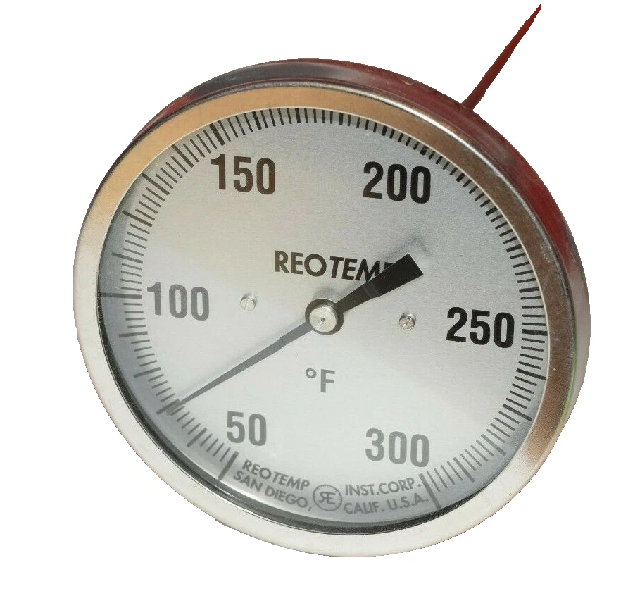 REOTEMP Thermometer Gauge 50-300 Degrees F Fahrenheit SS 5" face 12" probe *NEW