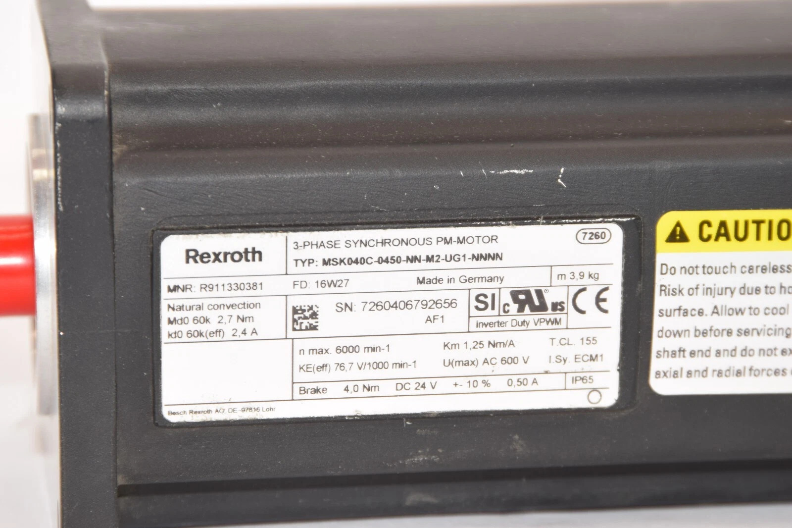 (NEW) REXROTH MSK040C-0450-NN-M2-UG1-NNNN 3 Phase Synchronous PM-Motor