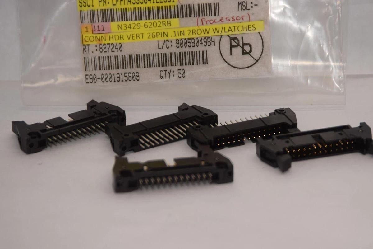 (NEW - Lot of 5) 3M 3429 , N3429-6202RB Connector Header Vertical 26 Pin 1" 2Row