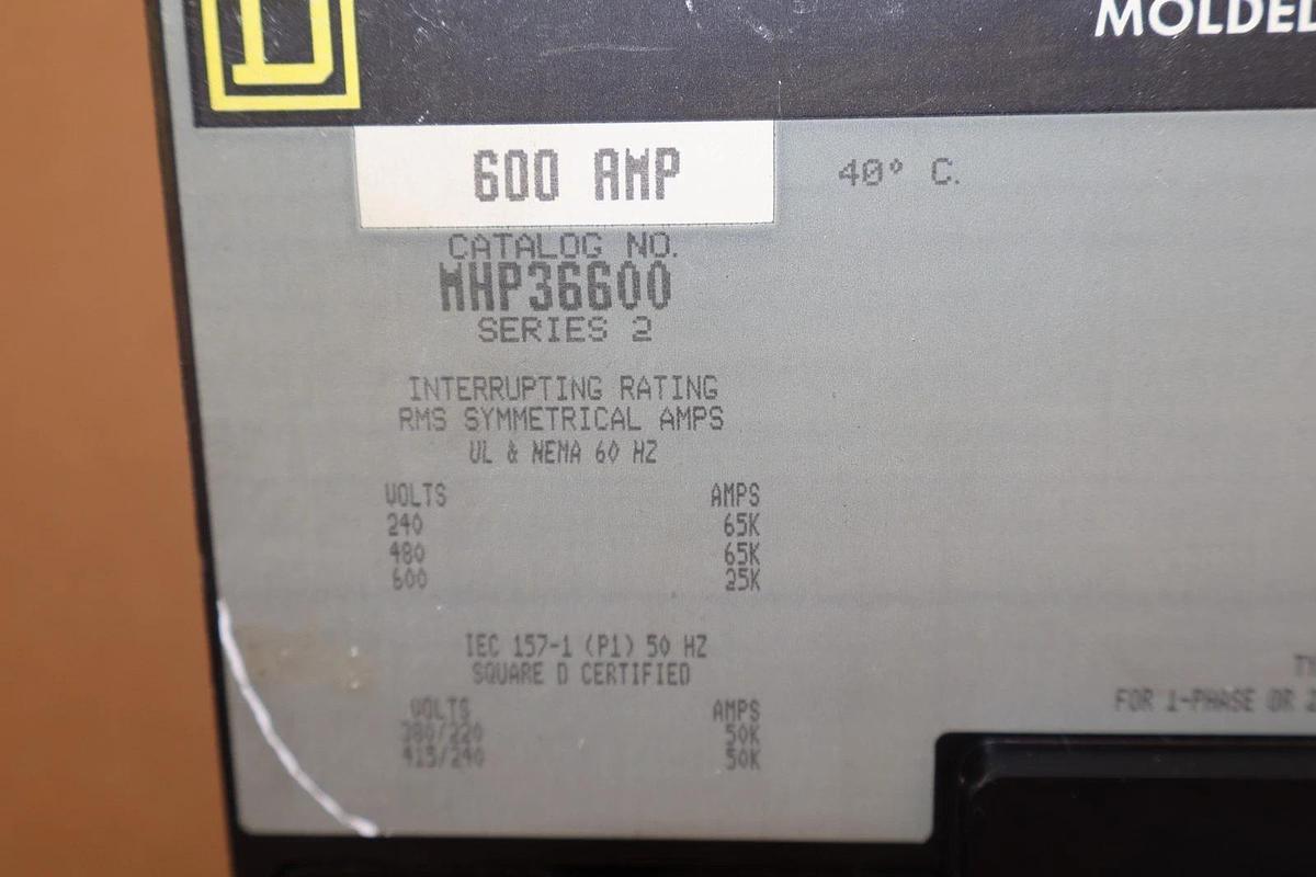 Square D Ciruit Breaker 600A MHP36600 600 Amp Ser. 2 3p 600v REFURB