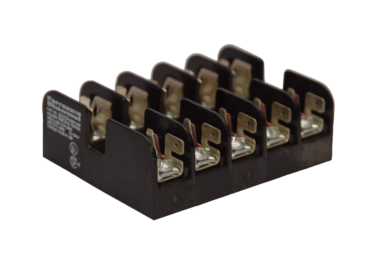 Used FERRAZ SHAWMUT 30325R 600V 30A Fuse Holder Holds 5 Fuses