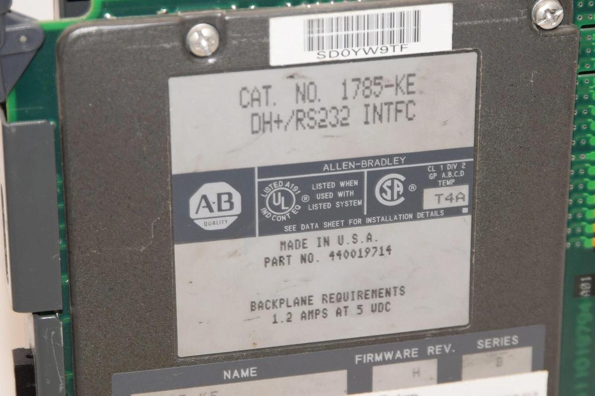 Used ALLEN BRADLEY 440019714 DH+/RS232 1785-KE Rev H Ser B Comm. Interface Module