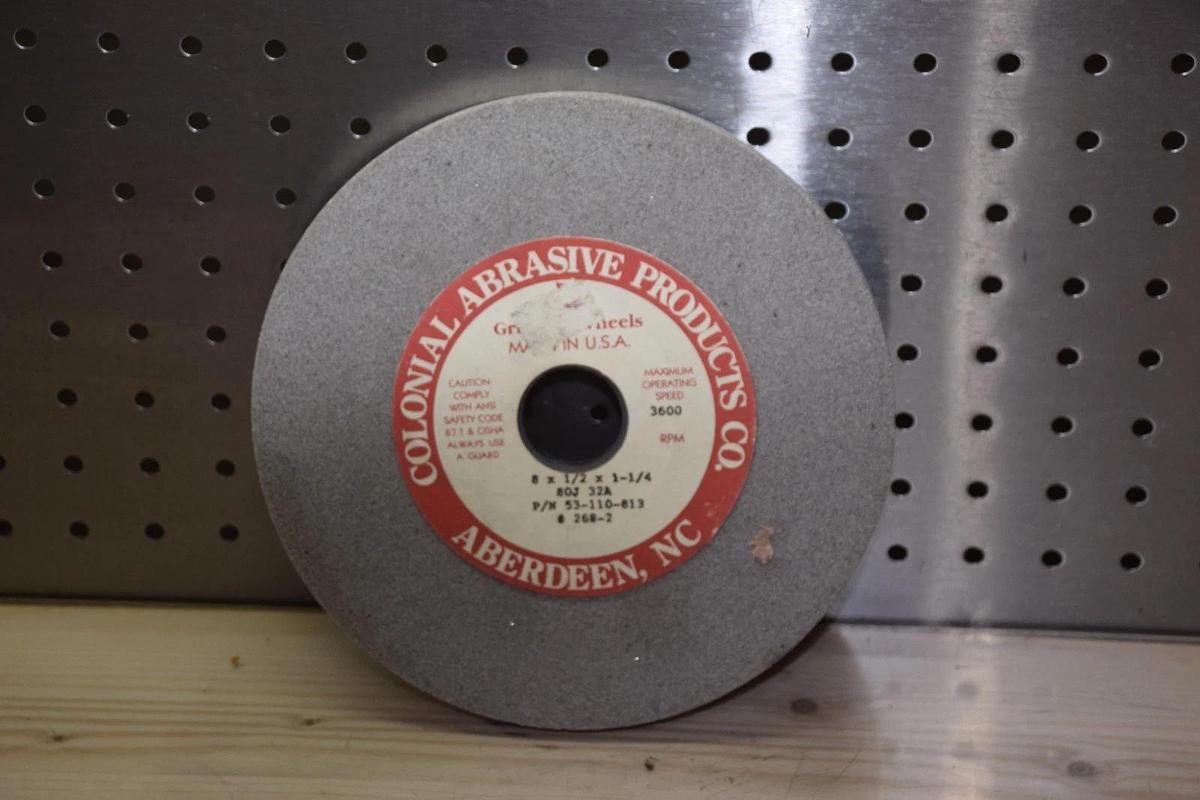 Colonial Abrasive 53-110-813, 80J 32A  Grey Grinding Wheel 8" x 1/2" x 1-1/4"