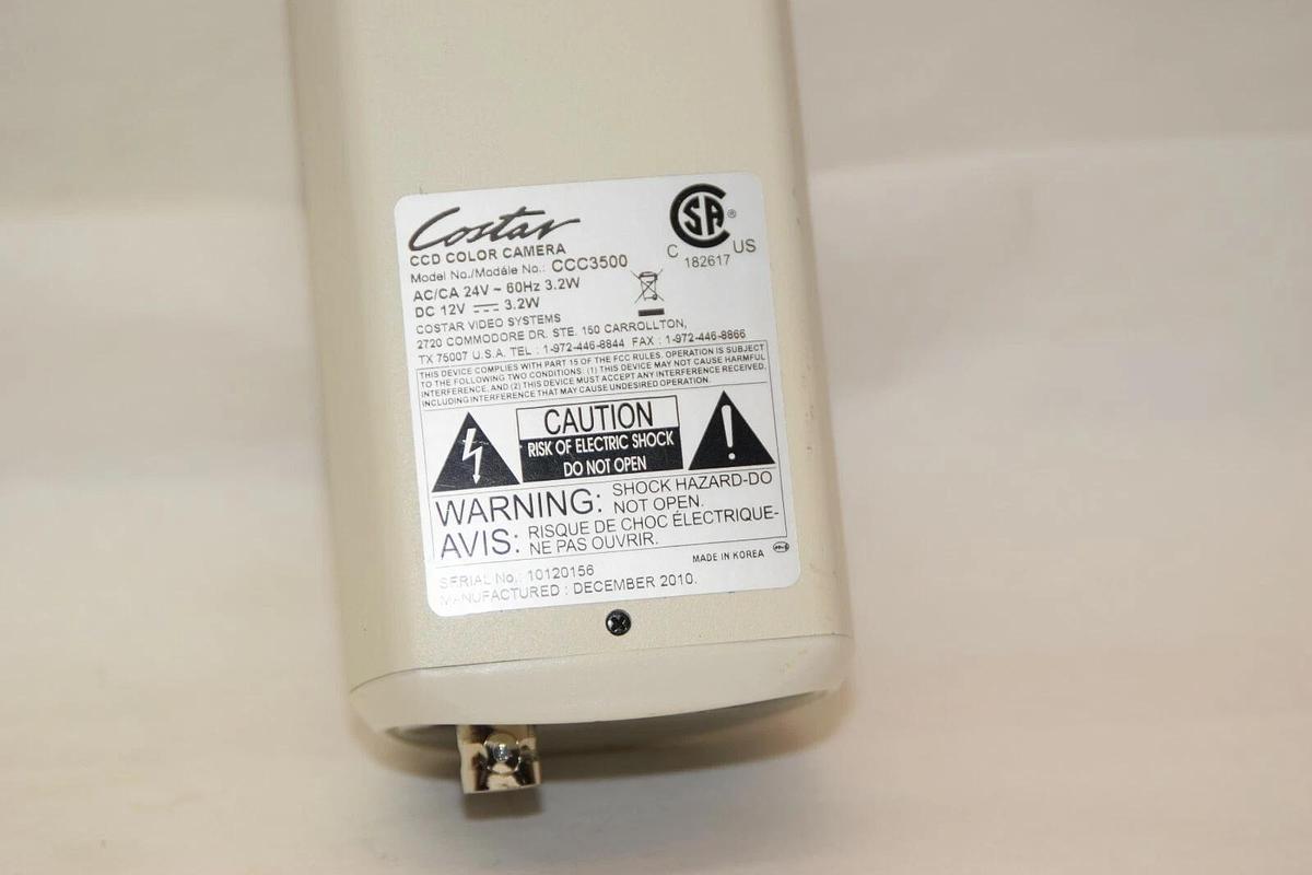 Used COSTAR CCC3500 24V 60Hz 3.2W Color CCD Security Camera