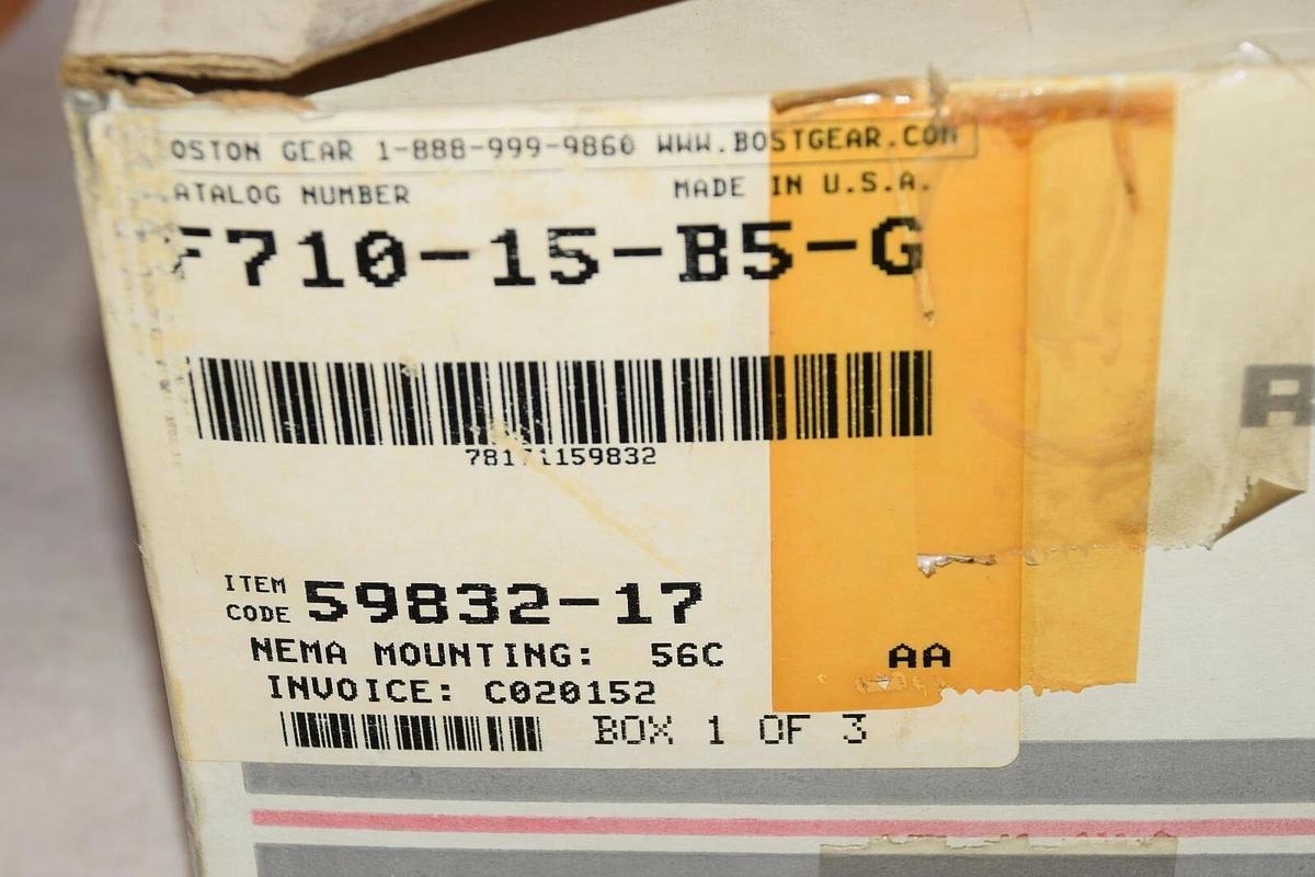 BOSTON GEAR F710-15-B5-G F71015B5G 15:1 .28HP  RATIO GEAR SPEED REDUCER (New)