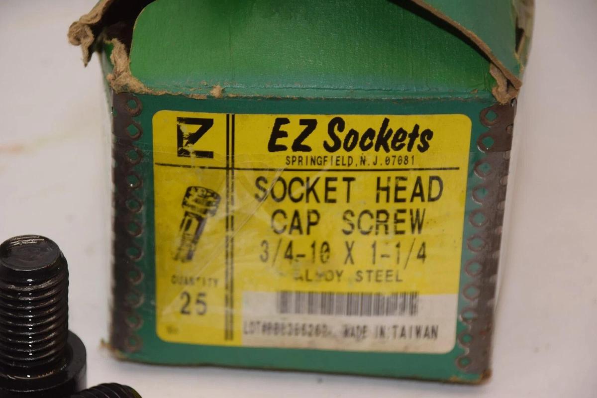 (NEW - Box 25) EZ SOCKETS 3/4"-10x1-1/4" Alloy Steel Socket Head Cap Screw