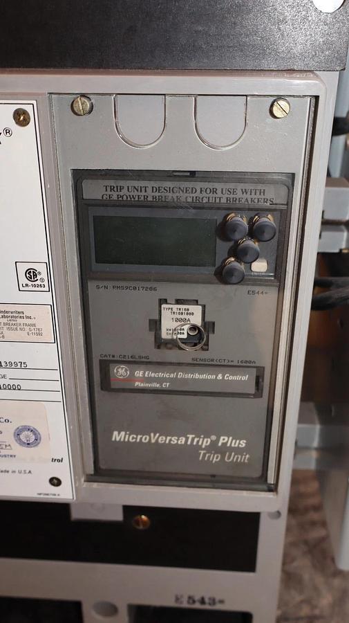 Refurbished GE General Electric Breaker Power Break 1600A Amp TC1616TTHR TR16B1000 1000a