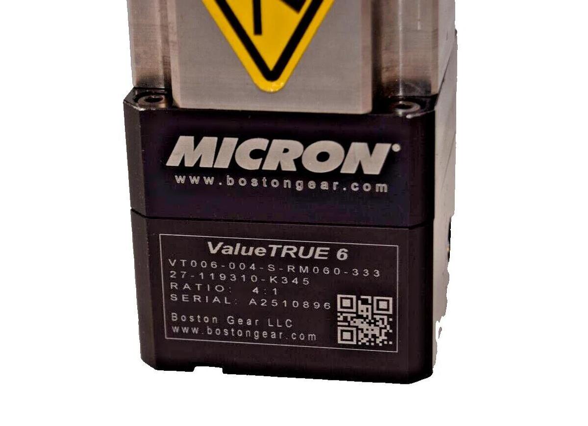 Used Boston Gear MICRON Value True 6 4:1 Gearhead VT006-004-S-RM060-333 27-119310K345