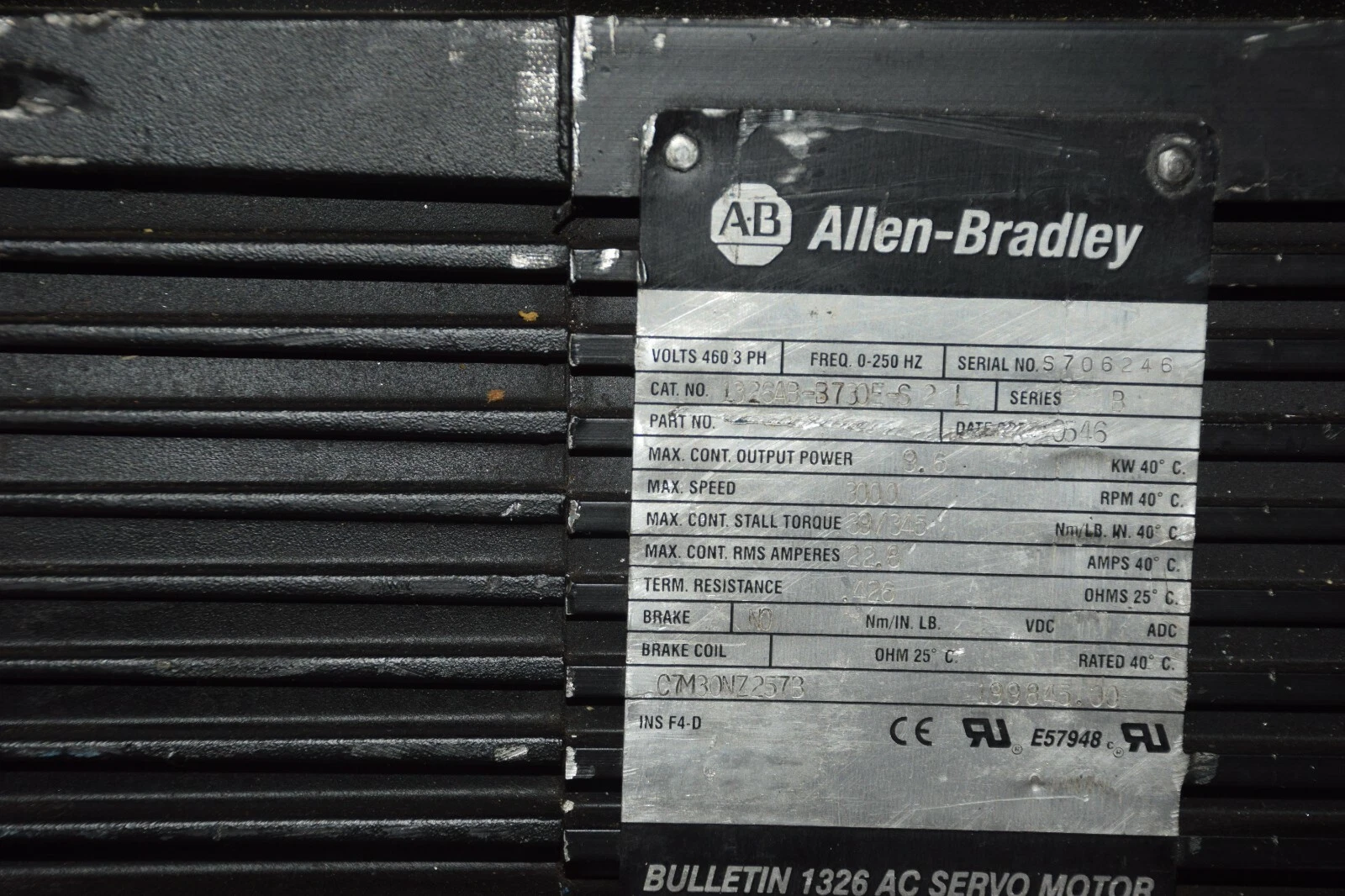 Used ALLEN BRADLEY 1326AB-B730E-S2L 460V 9.6KW 3000RPM 0-250Hz 1326AB-B730E-S