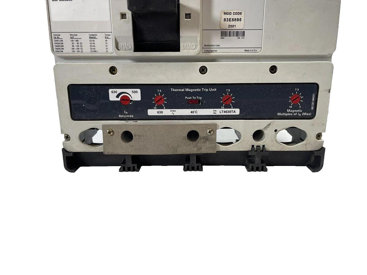 Cutler Hammer Breaker LWBRKR  LW 45k 4P 630 amp LT4630TA 83E5895 LW45k (NOS)