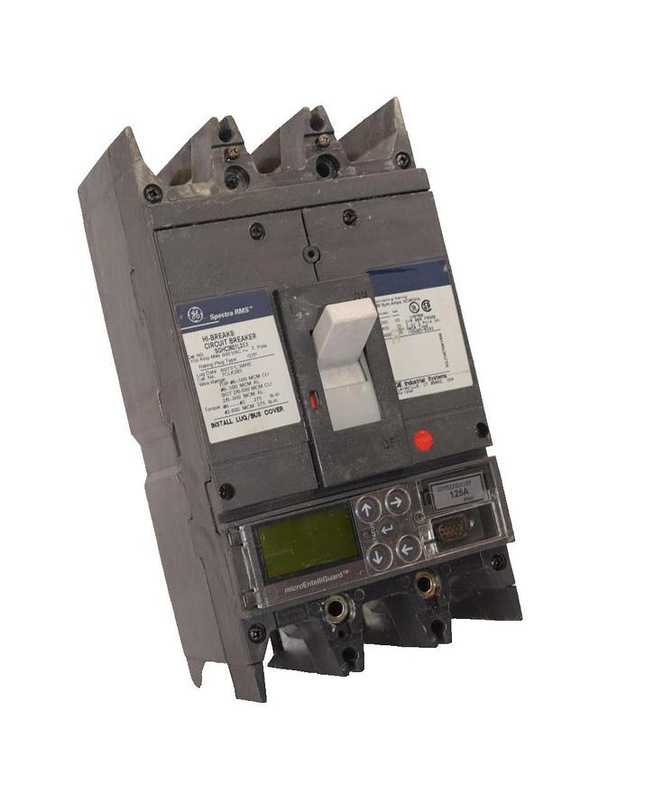 Used GE Spectra RMS Hi-Break Breaker 150A 150 Amp 600v 3p SGHC3601L3XX 125a plug
