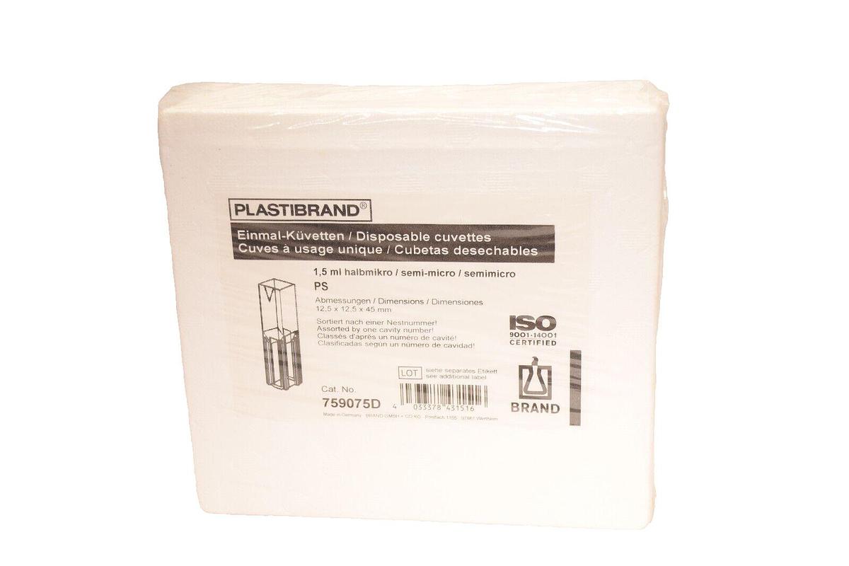 PLASTIBRAND 759075D Disposable Cuvettes 1.5mL Semi-Micro *Sealed Package*