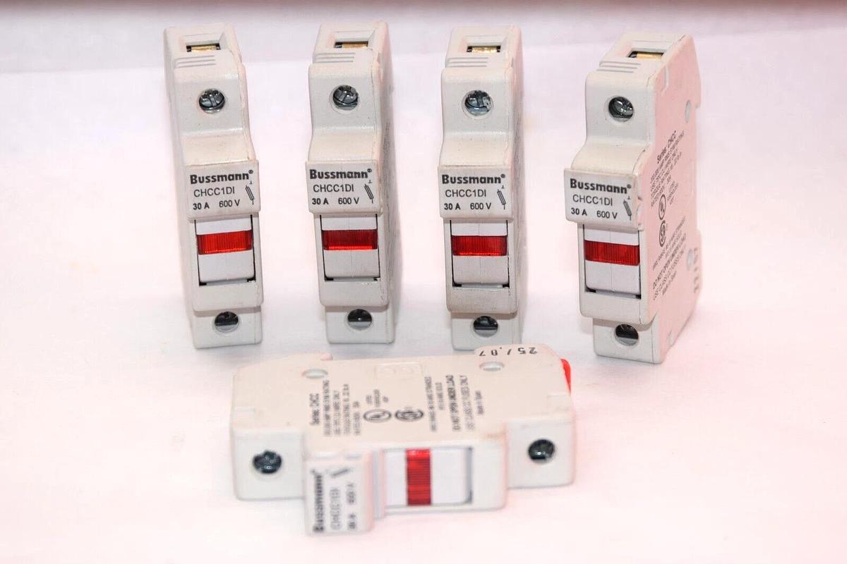 Used (Lot of 5) BUSSMANN CHCC1DI 30A 600V 1P Fuse Holder