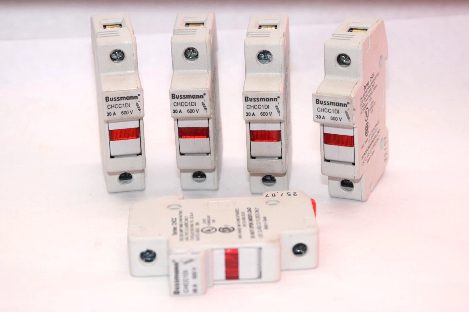 Used (Lot of 5) BUSSMANN CHCC1DI 30A 600V 1P Fuse Holder
