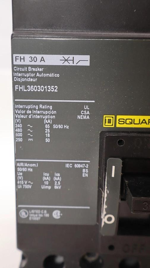 Square D Circuit Breaker 30A FH 30A FH30A FHL360301352 30 Amp 3P (New)