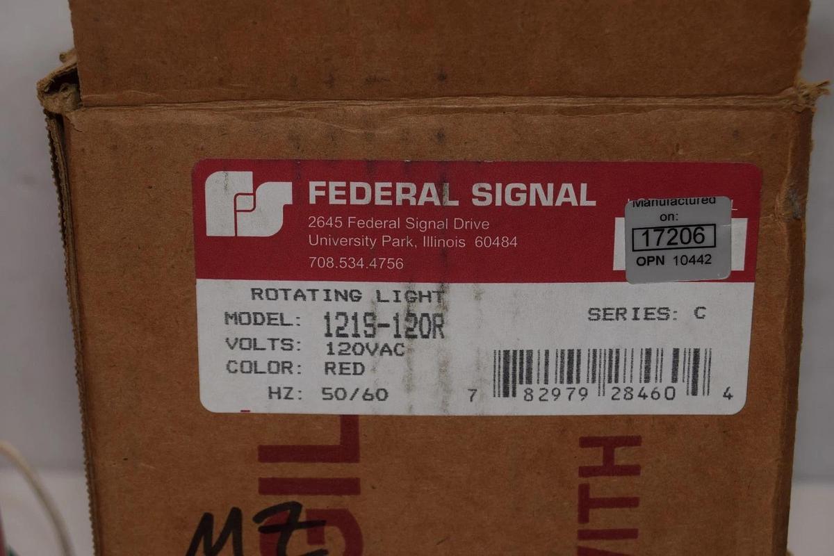 Federal Signal Red Rotating Light 121S-120R  121S120R 120Vac (New)