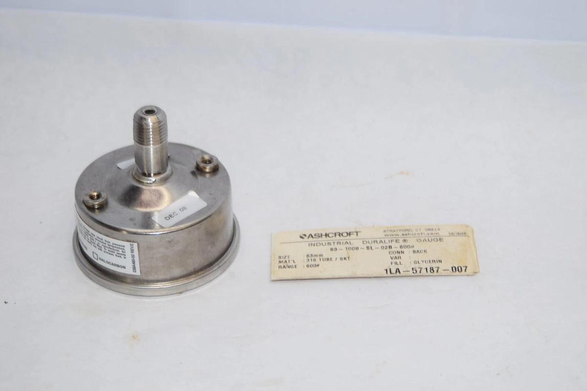 (NEW) ASHCROFT 63-1008-SL-02B-600# 1LA-57187-007 63mm 0-600psi Pressure Gauge