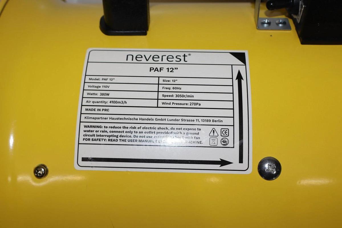 Neverest PAF 12" 12-Inch Industrial Axial Blower Fan - High-Power (New)