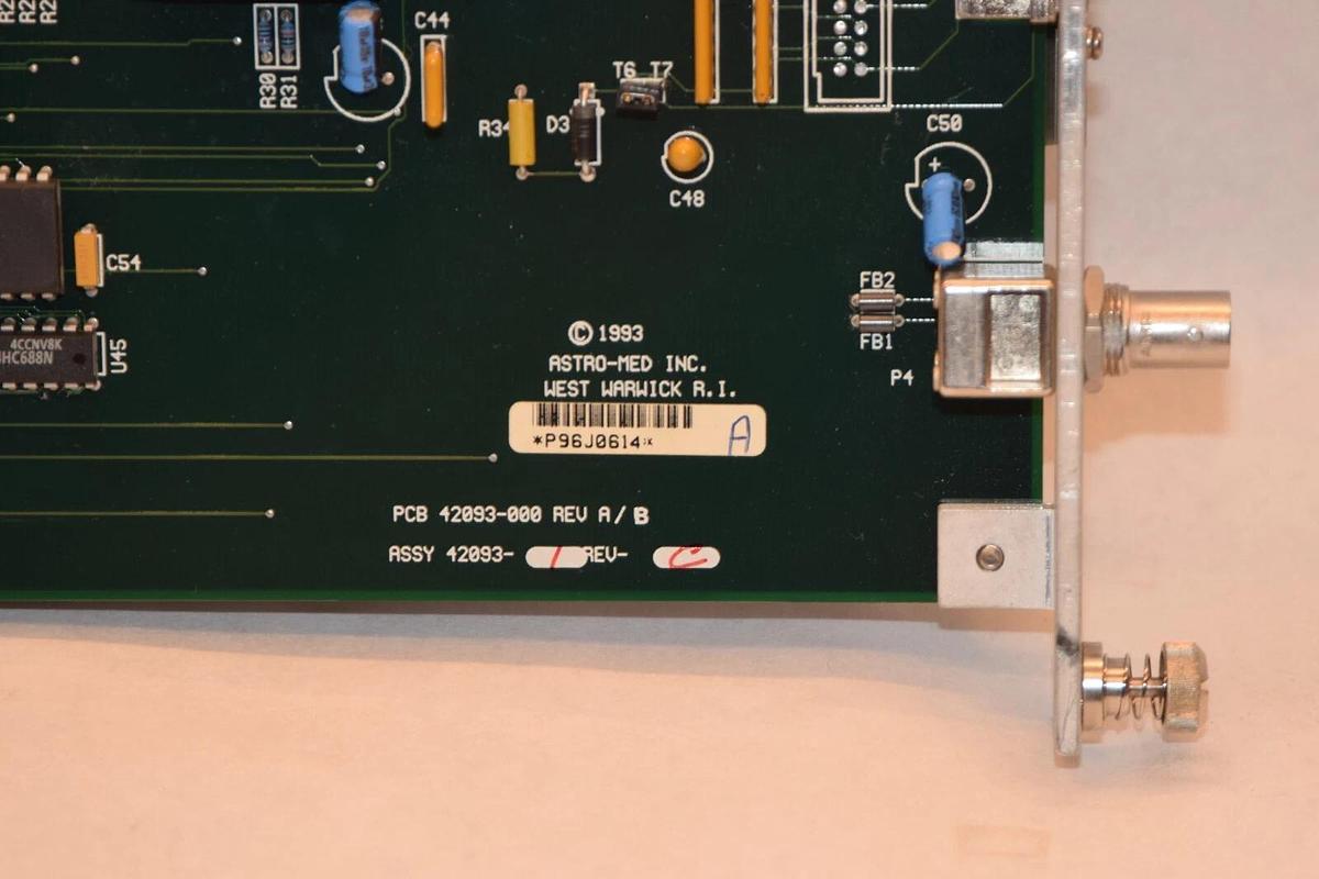 Used ASTRO-MED 42093-000 Rev A/B 42093-1 Rev C 42093 SCP1AX A-08145 Board