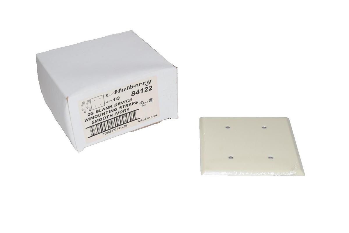 Mulberry 2 Gang Blank Cover w/ Mounting Straps 84122 Smooth Ivory *Lot of 10 NEW