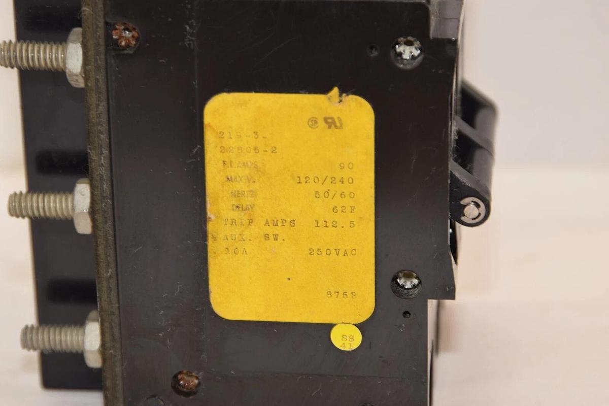 Used AIRPAX 219-3-22805-2 90A 120/240V 3P Circuit Breaker With Auxiliary Switch