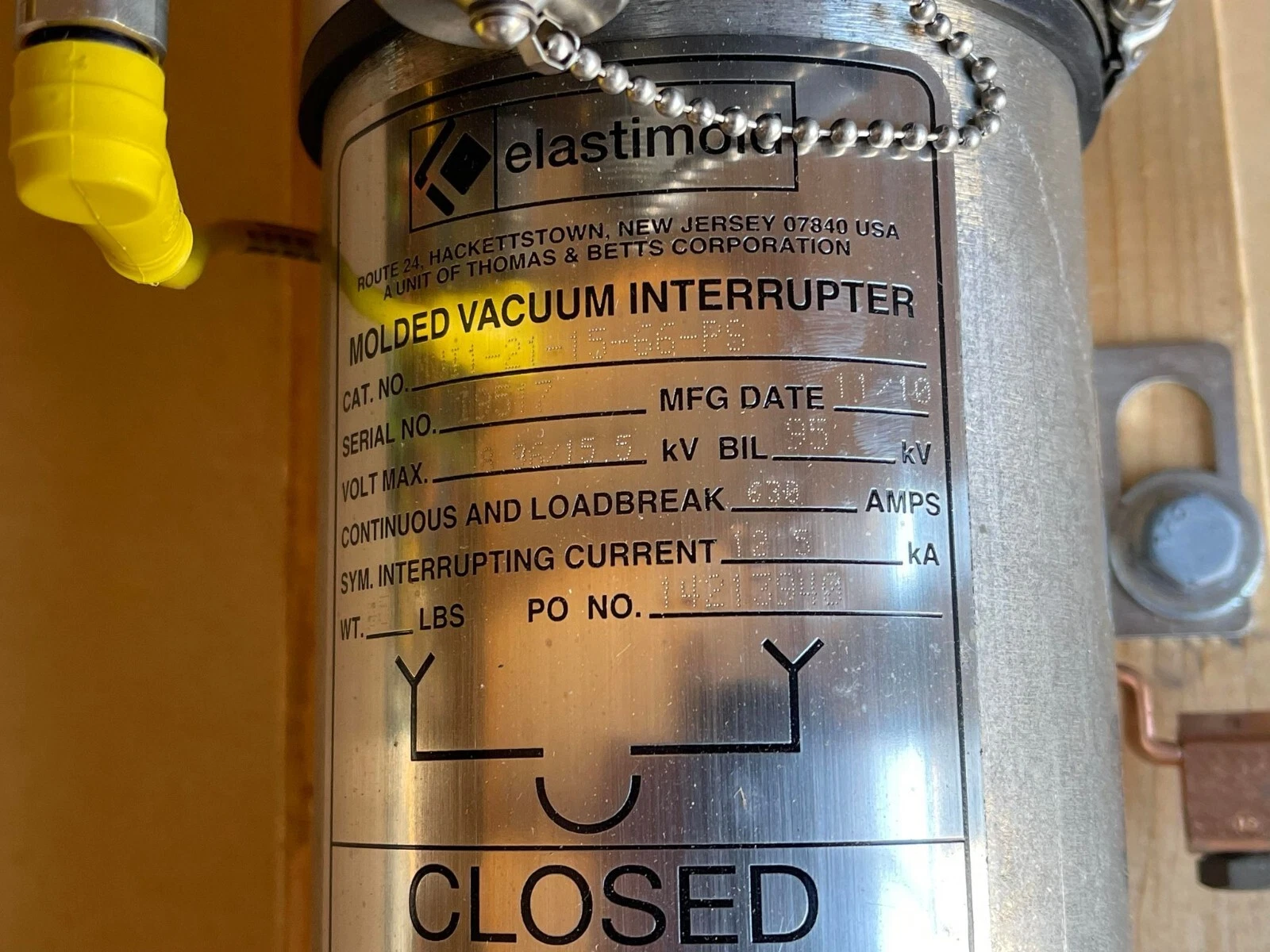 Elastimold Molded Vacuum Interrupter MVI1-21-15-66-PS MVI1211566PS *NEW*