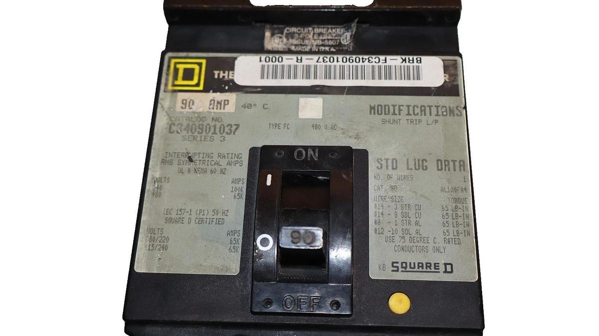 Used Square D 90A 90 Amp Circuit Breaker C340901037