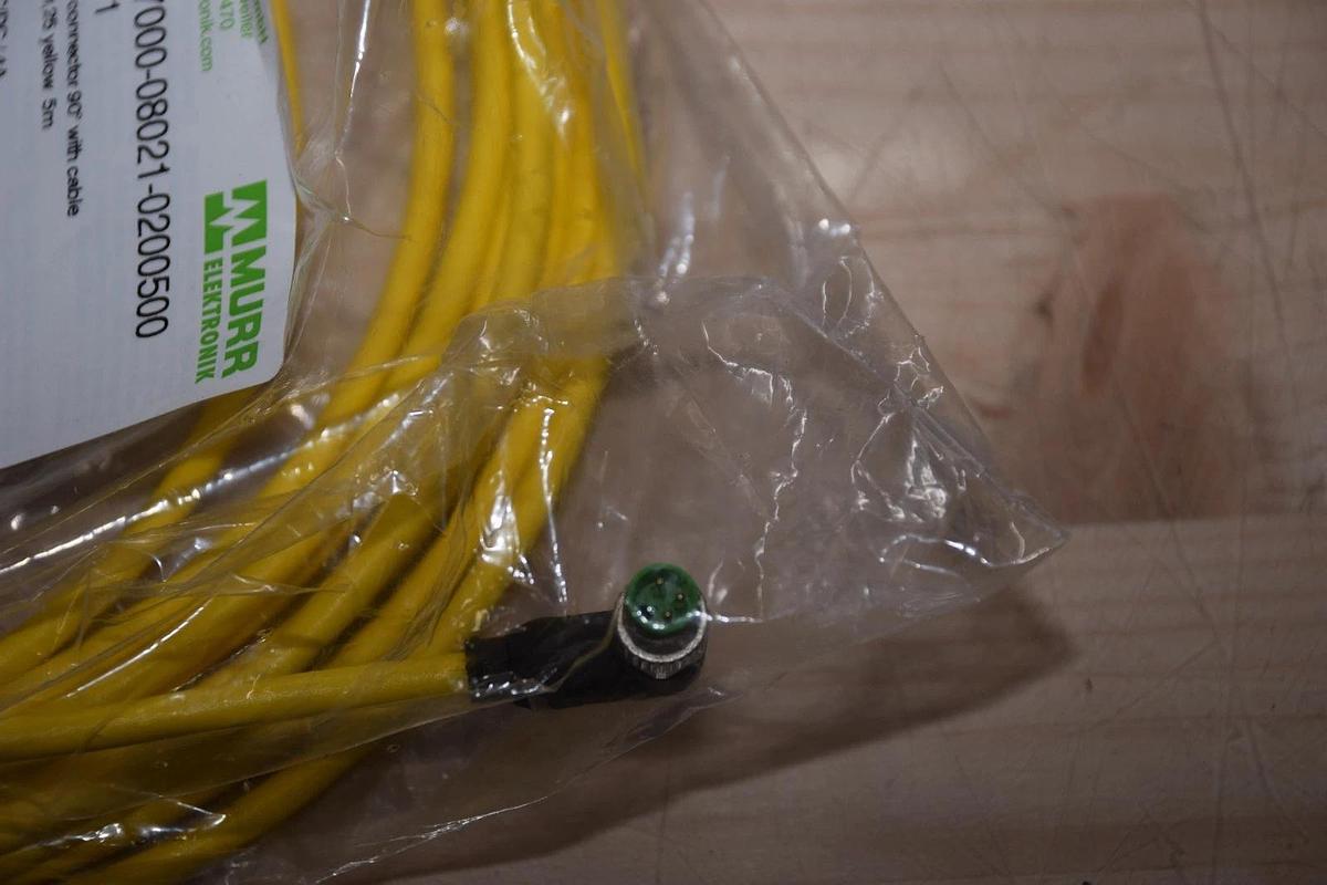 New MURR Elektronik QC Cable, 7000-08021-0200500, M8 male 90degree, 5meters