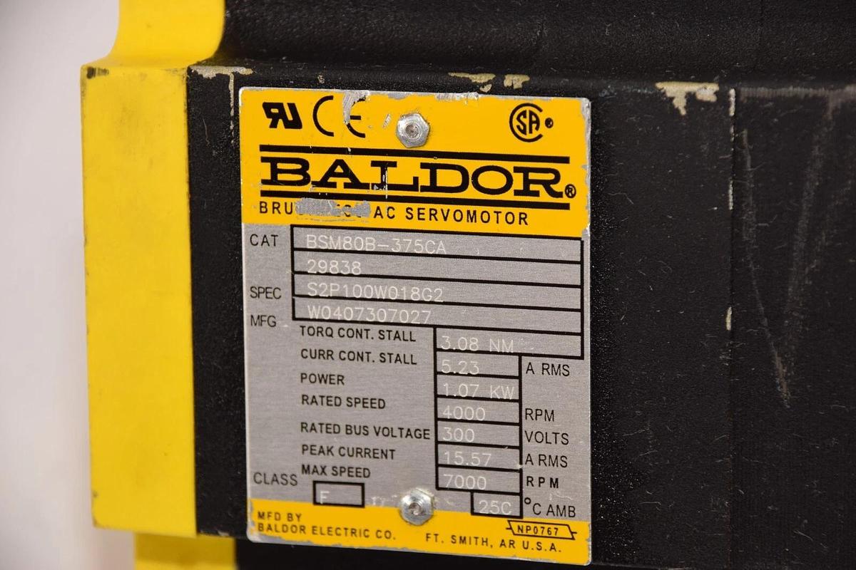 Used BALDOR BSM80B-375CA 4000rpm 300V Class F AC Servo Motor