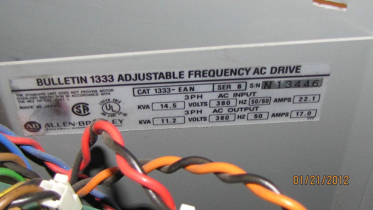 Used Allen Bradley VFD Adjustable Frequency Drive 1333-EAN 1333EAN Ser B 3ph 14.5kva