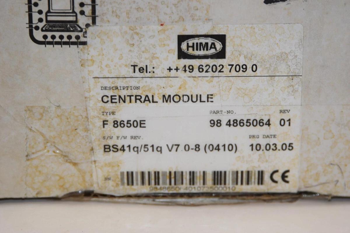 (NEW) HIMA F8650E 98 4865064 Rev 01 Central Module