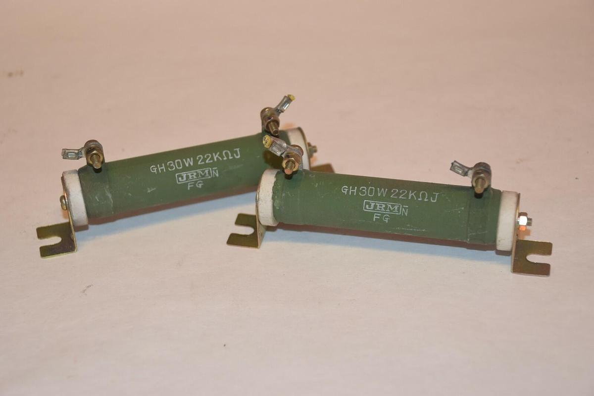Used (LOT OF 2) JRM GH30W 22KΩJ CERAMIC TUBE RESISTOR