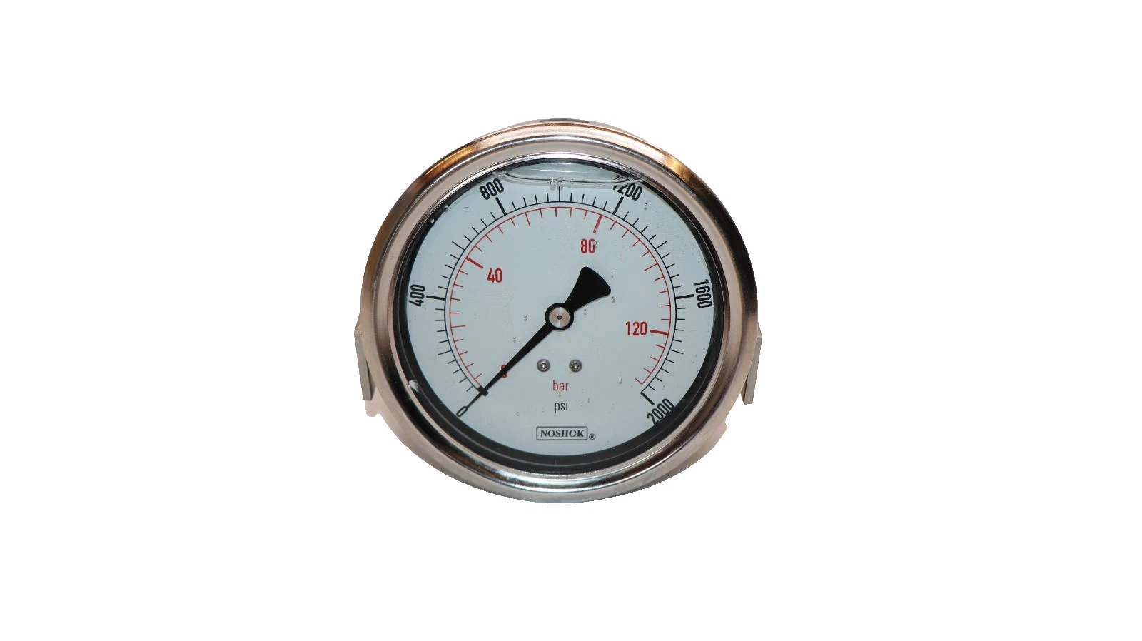 NOSHOK Gauge Back Connection 0-2000psi 1/4 NPT Liquid Filled 137.9 Bar (NEW)