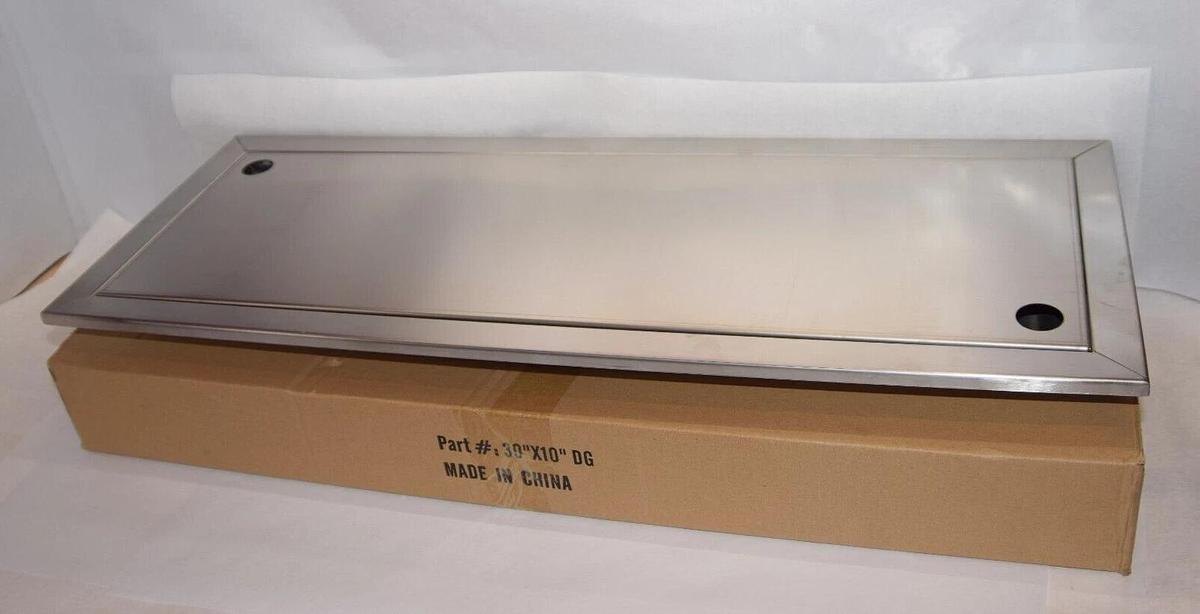 30" x 10" DG Rectangular Stainless Fire Pit Pan, Heavy-Duty Drop-In Pit Pan